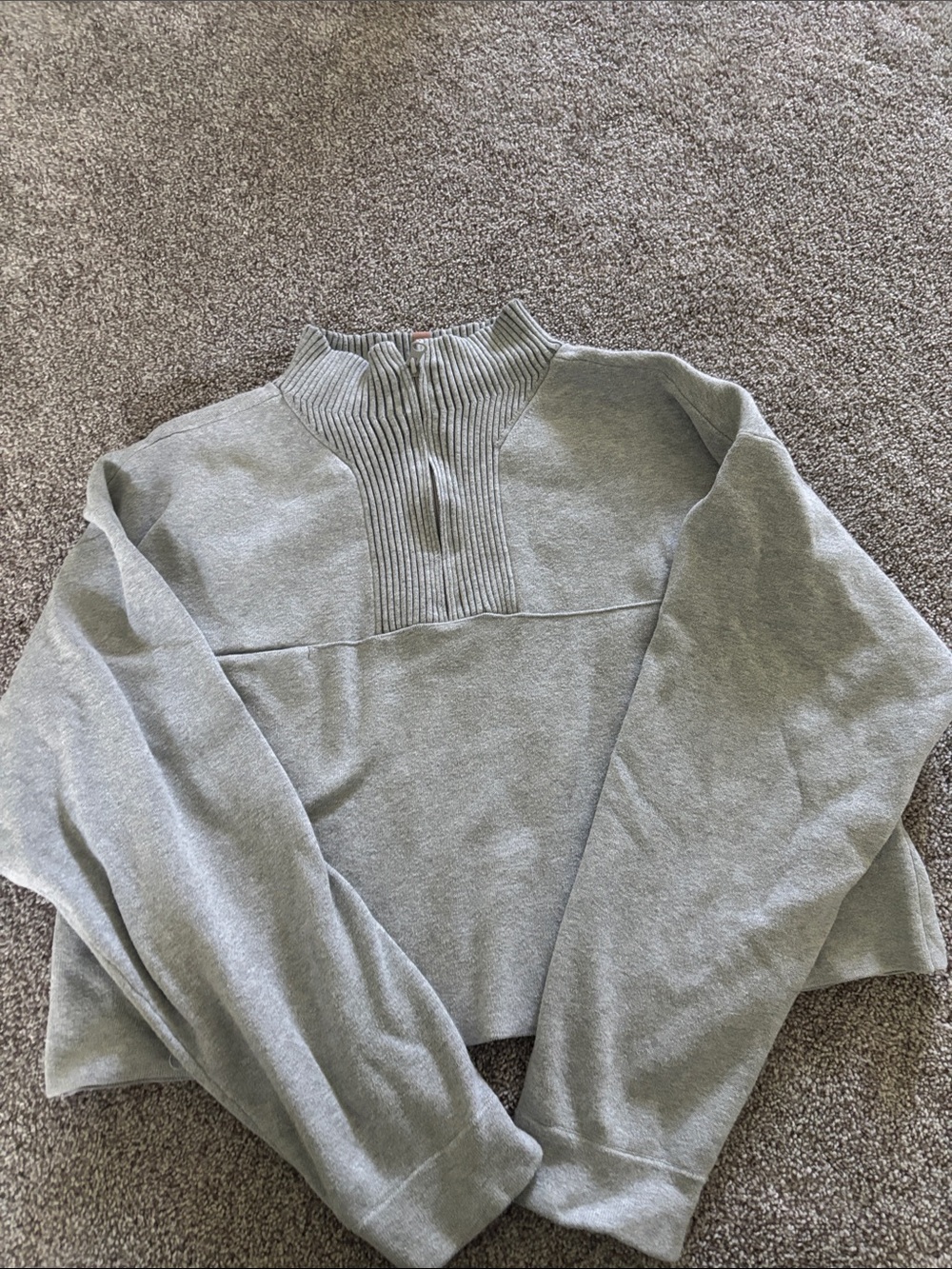 lunya Light Gray Ribbed Half-Zip Turtleneck Sweater